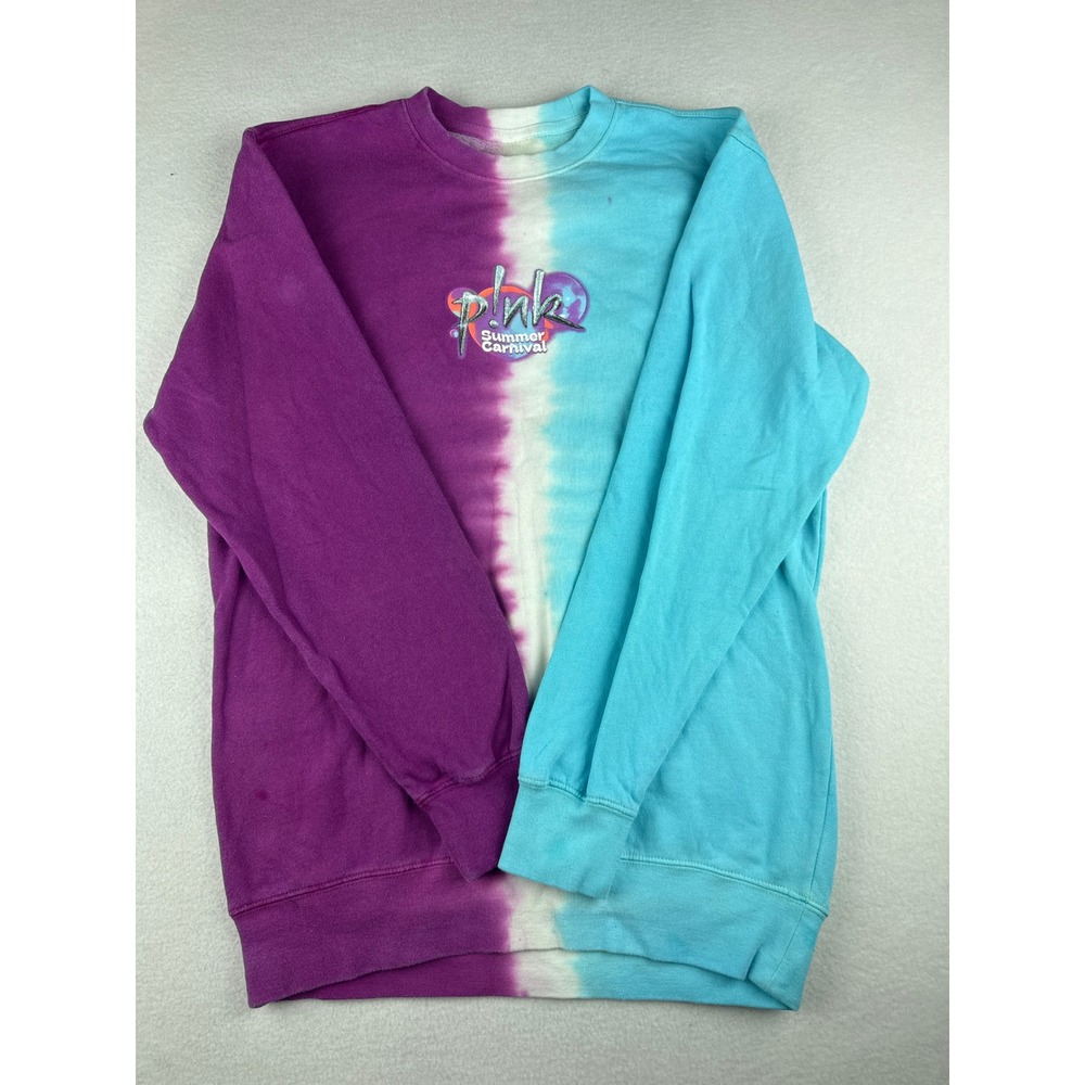 P!nk Summer Carnival 2024 Tour Sweatshirt Split Tie Dye Purple Blue Small